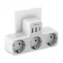TESSAN wandstopcontact TS-323-DE-C met 3 AC-stopcontacten en 3 USB-A-aansluitingen, 16A, 3680W, wit