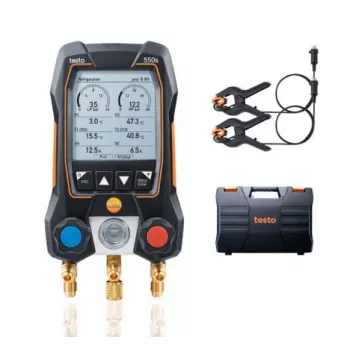 testo 550s digitale manifold-meetapparaat-set met Bluetooth en 2 draadloze klemtemperatuursensoren (0564 5501)