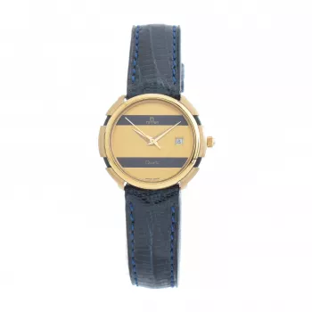 TETRA dameshorloge 111-BL blauwe wijzerplaat blauw leren band 27mm