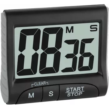 TFA Dostmann digitale keukentimer en stopwatch - zwart - 99 min - kunststof - LCD - magnetisch (38.2021.01)