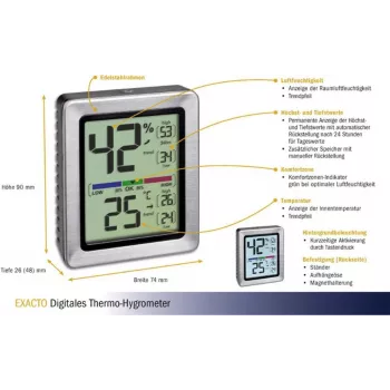 TFA EXACTO Digitale Thermo-Hygrometer Zilver (30.5047.54)