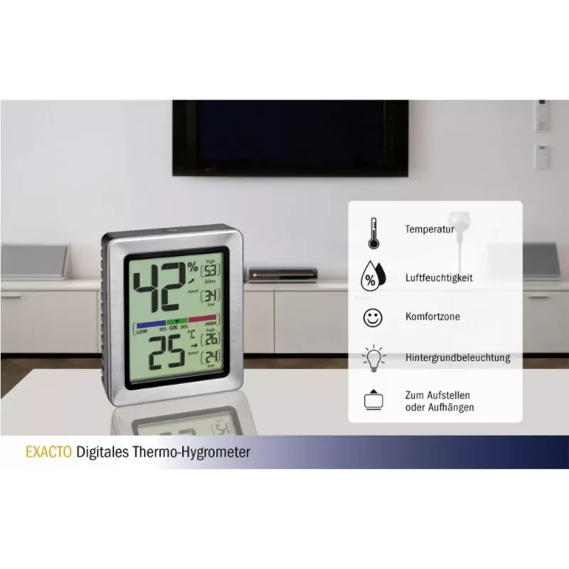 TFA EXACTO digitale thermo-hygrometer zilver (30.5047.54)