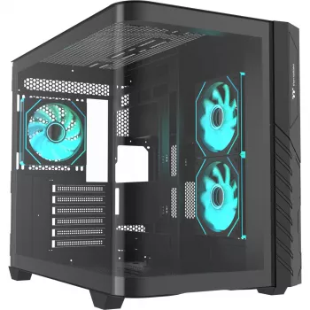 Thermaltake Vision 330 CR ARGB SE Edition mid-tower behuizing, zwart, 3x gehard glas, 3x CT140 ARGB ventilatoren