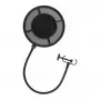 THRONMAX P1 dubbellaags nylon-mesh popfilter met 350 mm zwanenhals en universele schroefklem, zwart