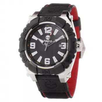 Timberland heren analoog quartz horloge 13331STB13PNN 45mm roestvrijstalen behuizing bruine leren band