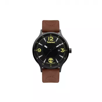 Timberland heren analoog kwartshorloge TDWGA2100902 43 mm roestvrijstalen kast bruine leren band