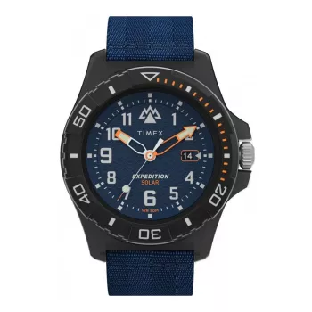 TIMEX heren Expedition North Field Post Solar horloge TW2V40300 – 46mm edelstaal, groene wijzerplaat, bruine leren band, solar quartz