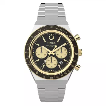 Timex heren TW2W64200 quartz horloge met bruine leren band en zwarte wijzerplaat, 40 mm