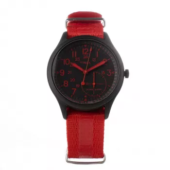 TIMEX herenhorloge TW2V10900LG 41mm groen leren band zwarte wijzerplaat