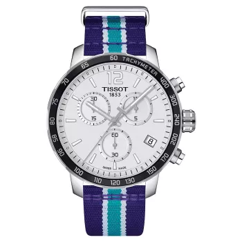 TISSOT PRS 516 Heren Swiss Quarz Chronograaf Horloge 42mm Zilveren Wijzerplaat Bruine Leren Band T095417170373