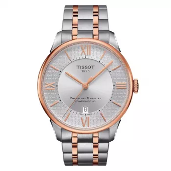 TISSOT T-Classic Chemin des Tourelles heren automatisch horloge 42mm RVS met roségoud PVD