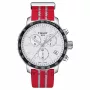 TISSOT T-Sport Chrono XL Classic herenhorloge 42mm zilveren wijzerplaat blauwe textielband Zwitsers quartz chronograaf T09541717037