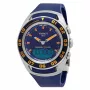 TISSOT T-Touch II herenhorloge T056420270410 - 45mm titanium kast, blauwe rubberen band, Swiss Quartz chronograaf met hoogtemeter, barometer, kompas en thermometer