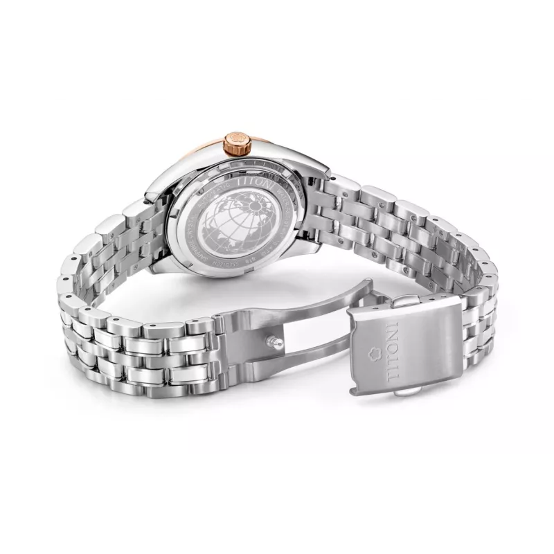 TITONI dames automatisch horloge 818SRG-622 30mm RVS met diamanten