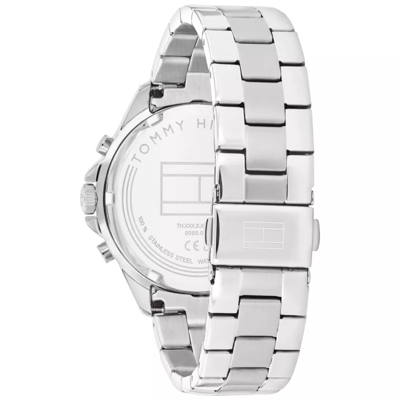 Tommy Hilfiger Damon heren quartz analoog horloge 40mm RVS blauwe wijzerplaat