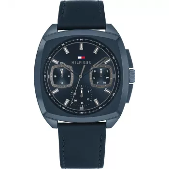 Tommy Hilfiger heren 1710558 analoog quartz horloge 40 mm blauwe wijzerplaat bruin leer