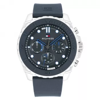 Tommy Hilfiger heren 1710687 analoog quartz horloge 48 mm roestvrijstaal blauwe wijzerplaat