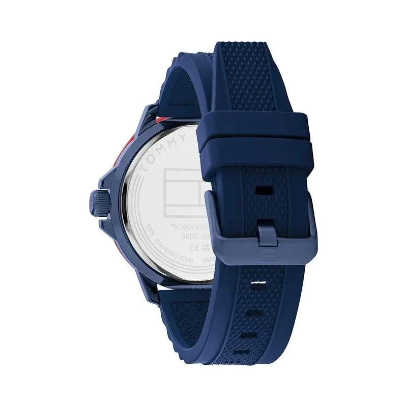 Tommy Hilfiger heren 1792022 analoog quartz horloge 48mm RVS blauwe wijzerplaat