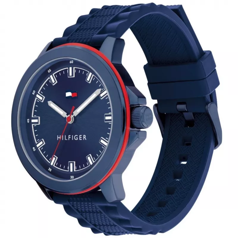 Tommy Hilfiger heren 1792022 analoog quartz horloge 48mm RVS blauwe wijzerplaat