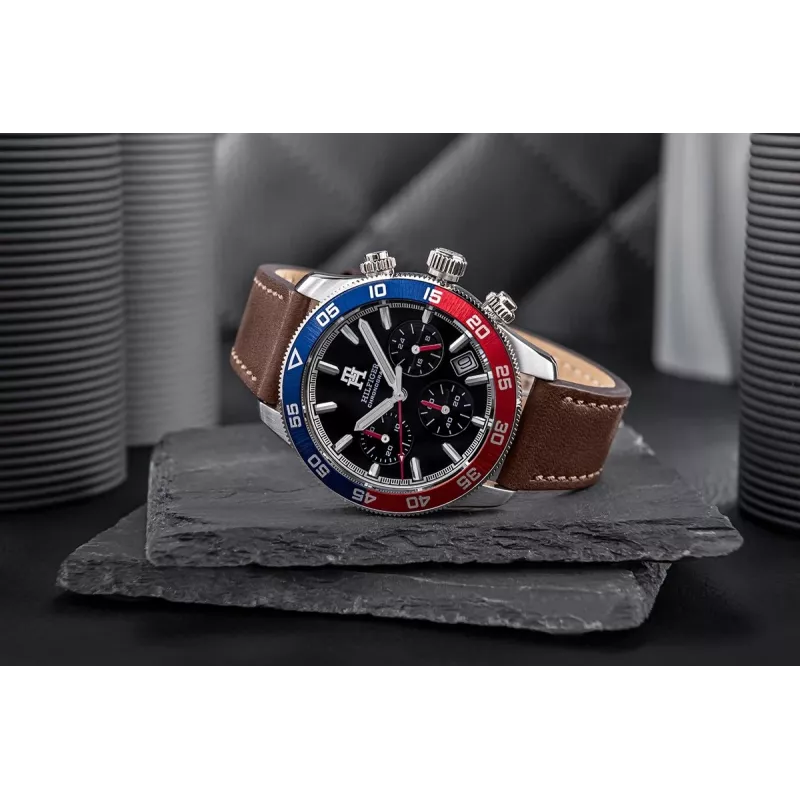 Tommy Hilfiger heren Damon quartz horloge 1792166 40mm blauwe wijzerplaat bruin leer
