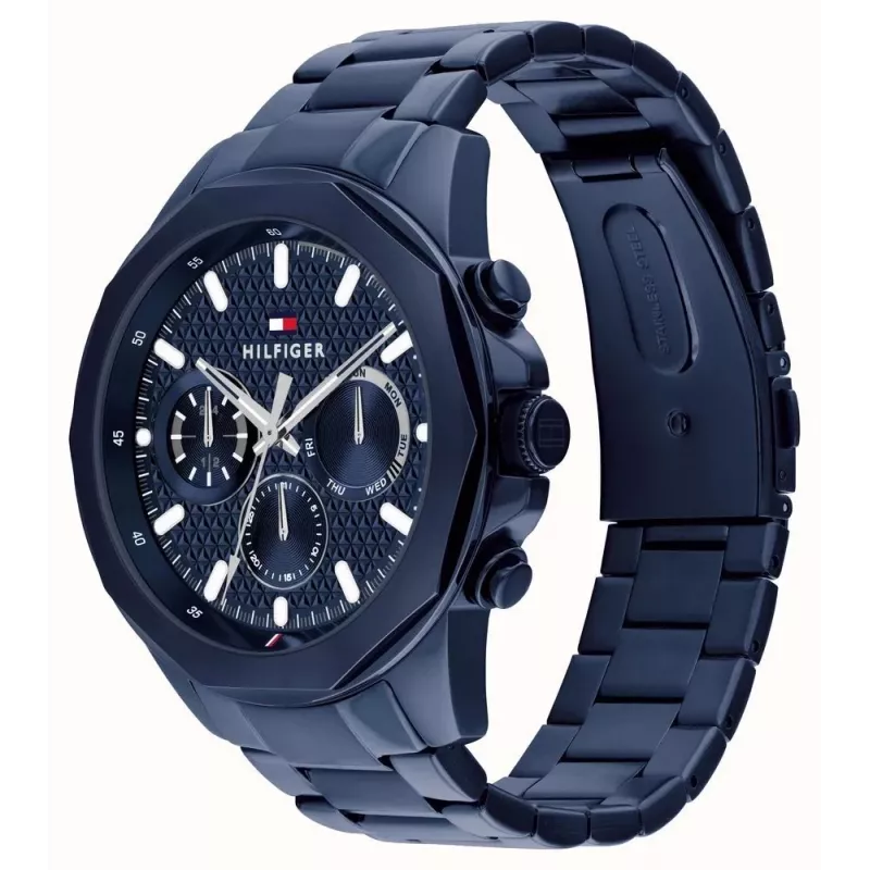 Tommy Hilfiger heren Decker quartzhorloge 1710652 46mm blauwe wijzerplaat edelstaal