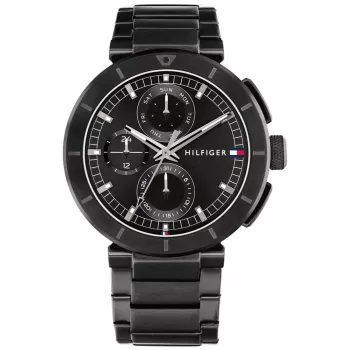 Tommy Hilfiger heren Decker quartzhorloge 44mm edelstaal blauwe wijzerplaat bruin leer