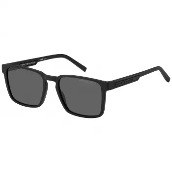 Tommy Hilfiger heren zonnebril TH-2088-S-003 - zwart acetaat montuur, grijze polycarbonaatglazen, 55 mm