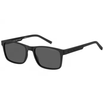 Tommy Hilfiger heren TH2089S003M9 rechthoekige gepolariseerde zonnebril - mat zwart