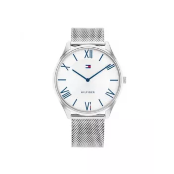 TOMMY HILFIGER herenhorloge 1710512 43mm blauwe wijzerplaat bruine leren band