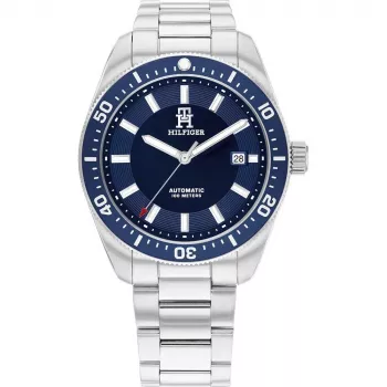 Tommy Hilfiger herenhorloge 1710591 40mm RVS blauwe wijzerplaat bruin leer