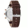 Tommy Hilfiger herenhorloge 1791987 44mm RVS behuizing bruine leren band blauwe wijzerplaat