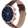 Tommy Hilfiger herenhorloge 1791987 44mm RVS behuizing bruine leren band blauwe wijzerplaat