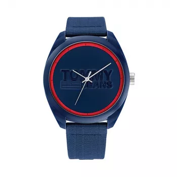 Tommy Hilfiger herenhorloge 1792041 45 mm blauwe wijzerplaat bruine leren band