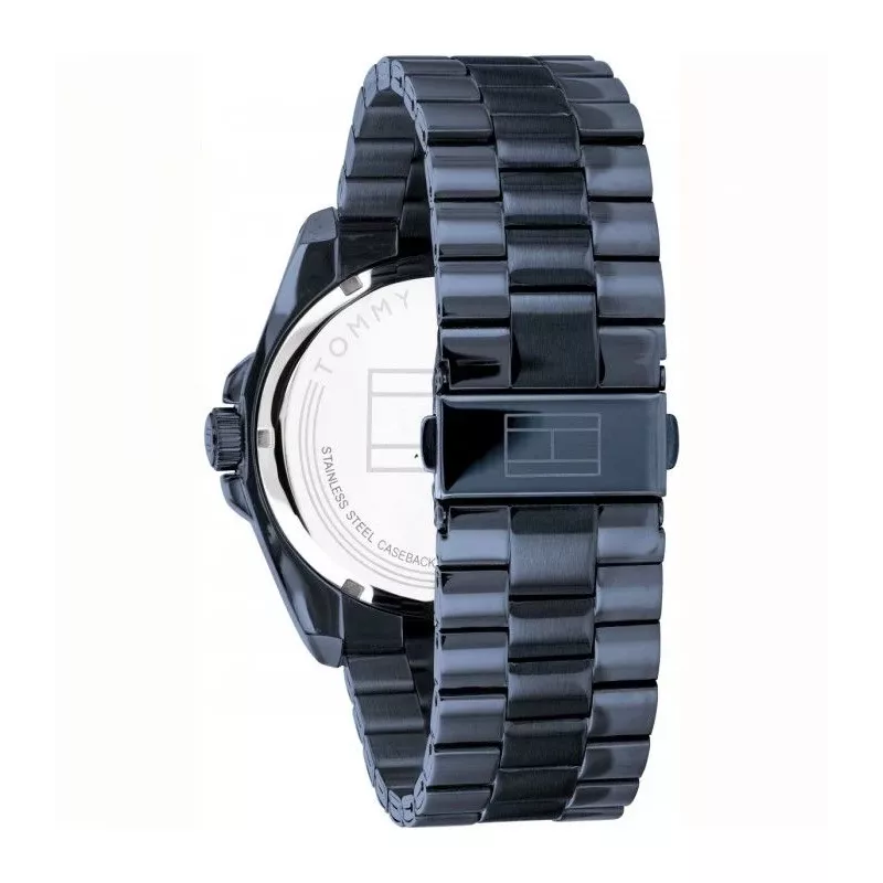 Tommy Hilfiger herenhorloge TH1791689 44mm blauwe wijzerplaat bruine lederen band