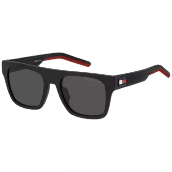 TOMMY HILFIGER TH-1976-S-BLX herenzonnebril, zwart montuur, grijze glazen, 52/19/145 mm