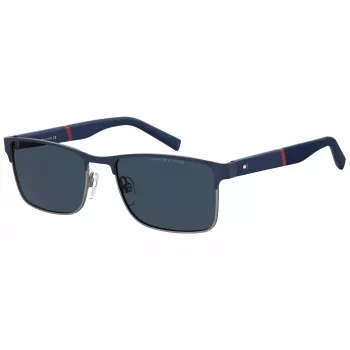 TOMMY HILFIGER TH-2040-S-KU0 heren rechthoekige zonnebril Havana acetaat montuur grijze polycarbonaat glazen UV400