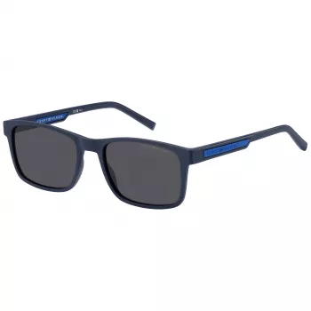 TOMMY HILFIGER TH-2089-S-FLL Heren zonnebril - zwart acetaat montuur met grijze polycarbonaatglazen - 56/19/145 mm