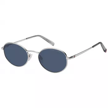 Tommy Hilfiger TH-2219-S-010 unisex zonnebril - zwart acetaat montuur, grijze polycarbonaat glazen, UV400-bescherming, 55/21/145 mm