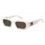 TOMMY JEANS TJ-0099-S-VK6 Unisex Rechthoekige Zonnebril, Zwart montuur, Rookgrijze glazen, 53/20/145 mm
