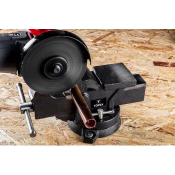 TOPEX draaibare bankschroef voor loodgieters 125 mm met 360° draaibare basis en aambeeld