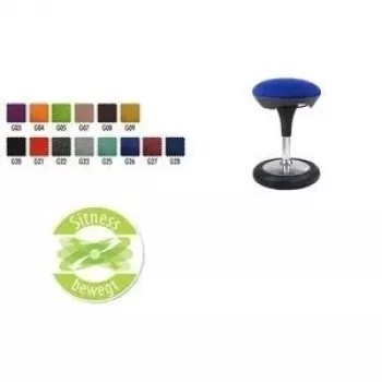 Topstar Sitness SI69 G20 ergonomische sta-hocker, hoogteverstelbaar 43-56 cm, zwarte zitting van polyolefine, gerubberde ronde voet, GS-gecertificeerd