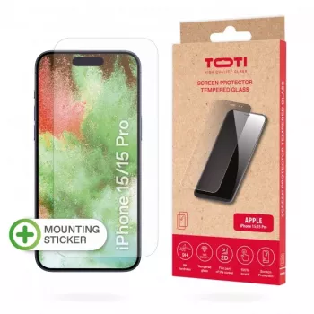 TOTI Tempered Glass 2D screenprotector full cover voor iPhone 15/15 Pro transparant