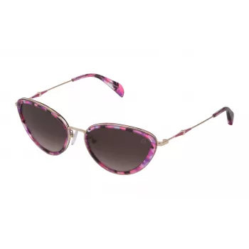 TOUS dames zonnebril STO387-550GED Havana bruin acetaat rechthoekig verloop