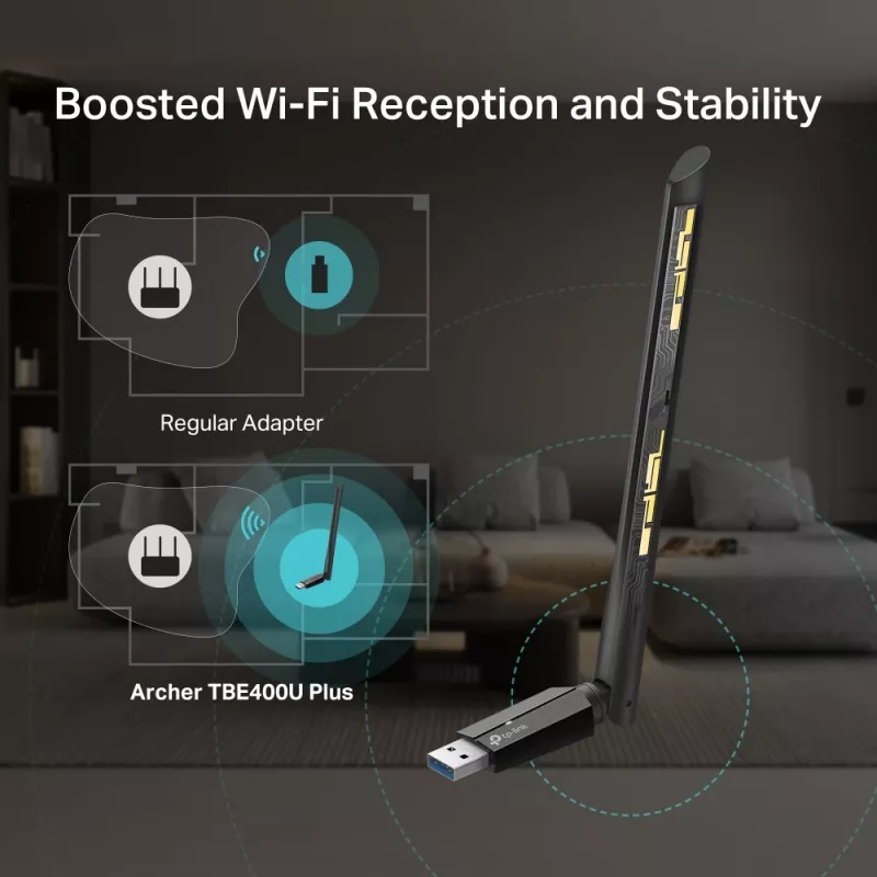 TP-LINK Archer TBE400U Plus BE6500 tri-band Wi-Fi 7 high gain draadloze USB-adapter