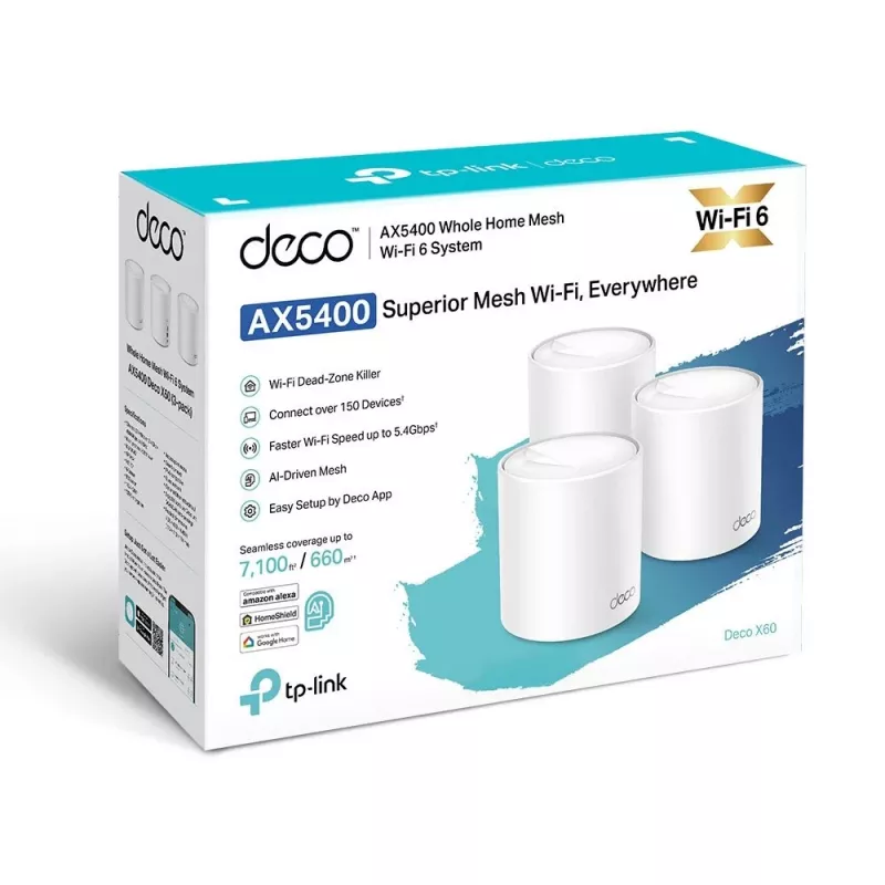 TP-Link Deco X60 V2 AX3000 Whole Home Mesh Wi-Fi 6-systeem (1-pack)