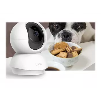 TP-Link Tapo C200 pan/tilt WLAN-beveiligingscamera, 1080p Full HD, 360° draaien, 114° kantelen, nachtzicht, tweeweg-audio, microSD-slot, werkt met Alexa & Google Assistant, wit