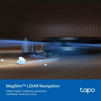TP-Link Tapo RV20 Max Plus robotstofzuiger en dweilrobot met zelfledigingsstation, LiDAR-navigatie, 4200 Pa zuigkracht, 2600 mAh accu, Wi-Fi, Alexa & Google Assistant