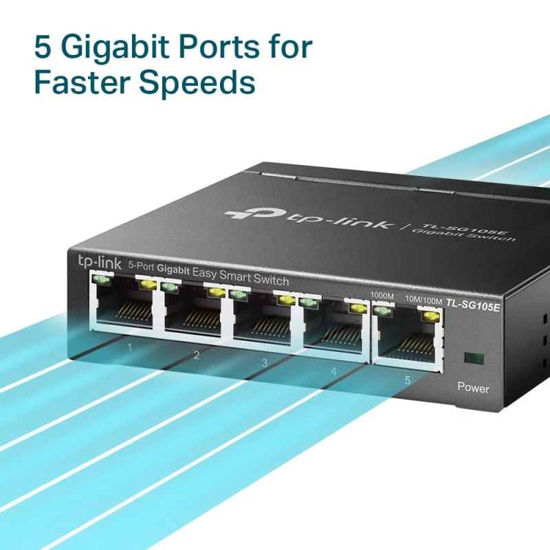 TP-LINK TL-SG105E(UN) Managed L2 Gigabit Ethernet switch, 5 poorten, 10/100/1000 Mbps