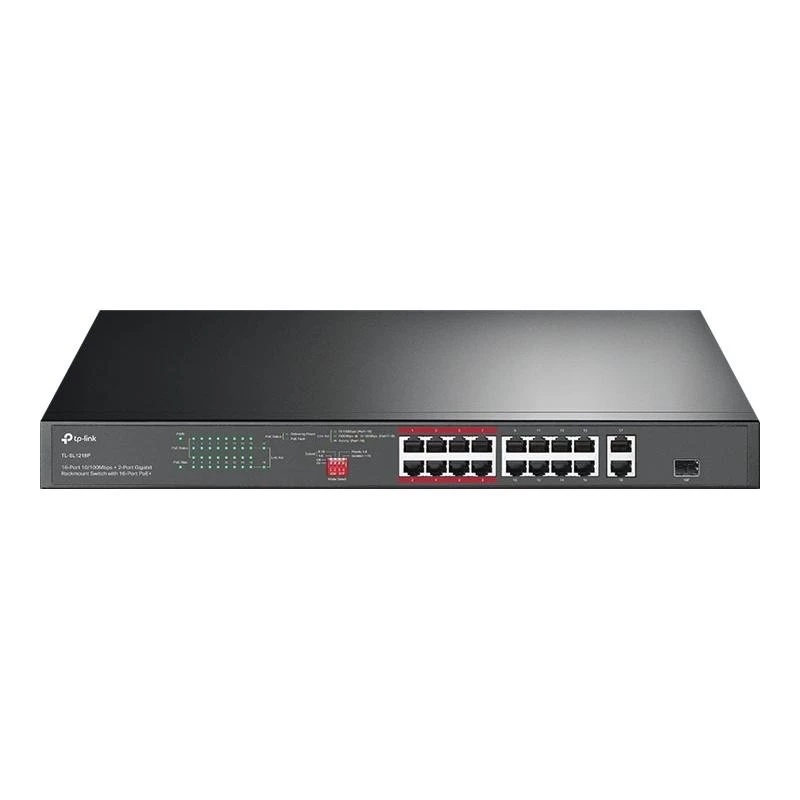 TP-Link TL-SL1218P 18-poorts Fast Ethernet PoE+ switch met 2 Gigabit en 1 SFP
