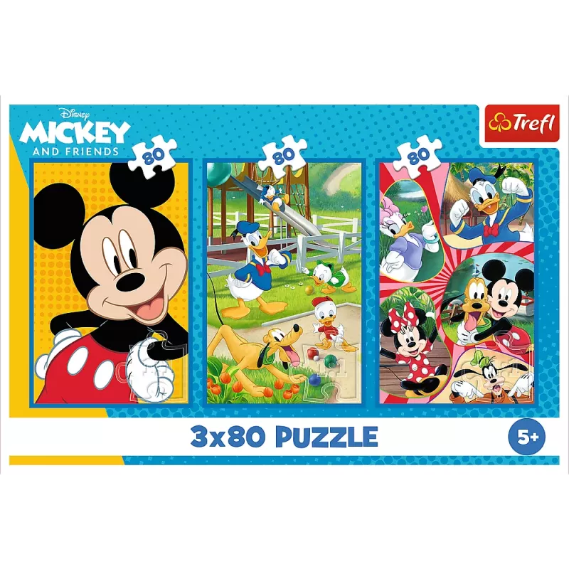 Trefl puzzel - 3x80 - Mickey Mouse Team Trefl 34887
